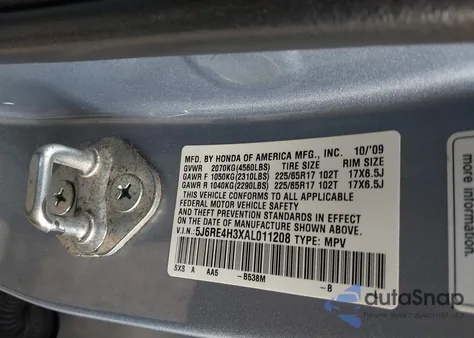 2010 Honda Cr-V Lx из США, поврежденный, VIN 5J6RE4H3XAL011208